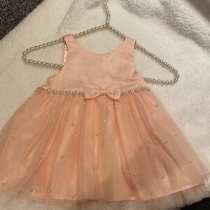 Baby pink formal dress with pearls